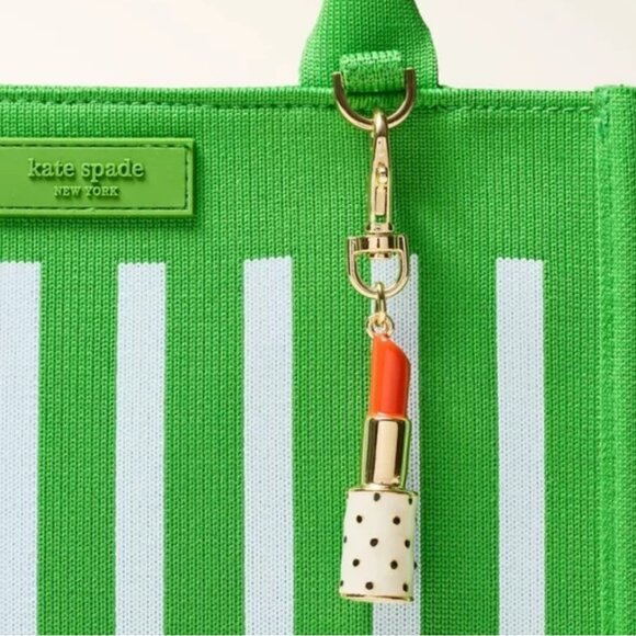 New Kate Spade Polka Dot Lipstick Bag Charm Purse Keychain x Target Handbag - Picture 3 of 4
